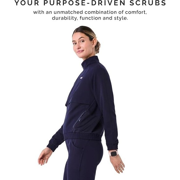 Figs Sydney Scrub Jacket Womens Navy Performance Full Zip Medical XS $98 - Picture 4 of 11